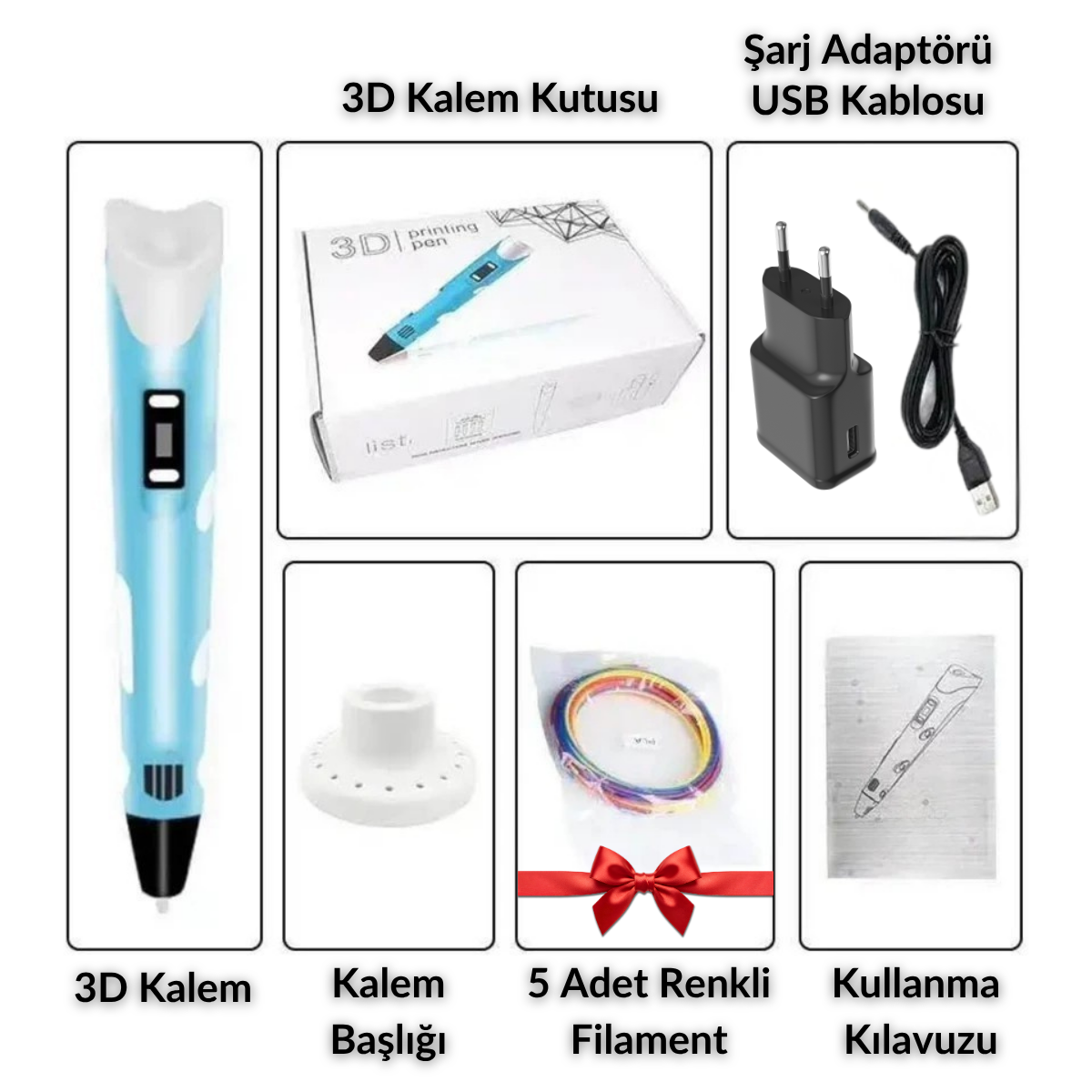 3D Yazıcı Kalem + 5 Adet Hediye Renkli Filament