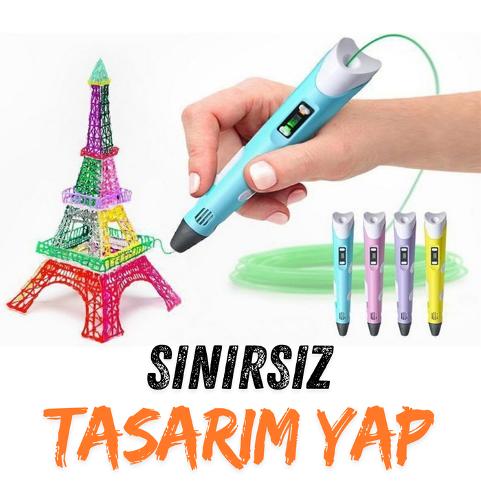 3D Yazıcı Kalem + 3 Adet Hediye Renkli Filament